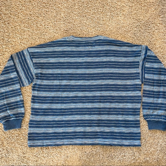 Madewell Roster Henley Tee in Indigo Stripe Size Medium - Picture 2 of 10